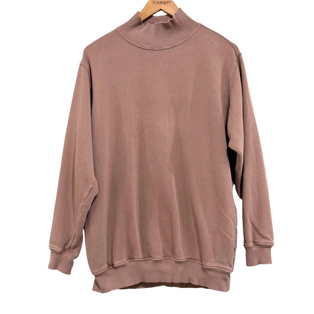Aerie Womens XS Mock Neck Oversized Sweatshirt Mauve Brown Fleece Pullover‎